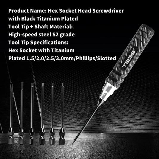 T238 Professional Black Titanium Screwdriver Set - 6-Piece-Professional Grade