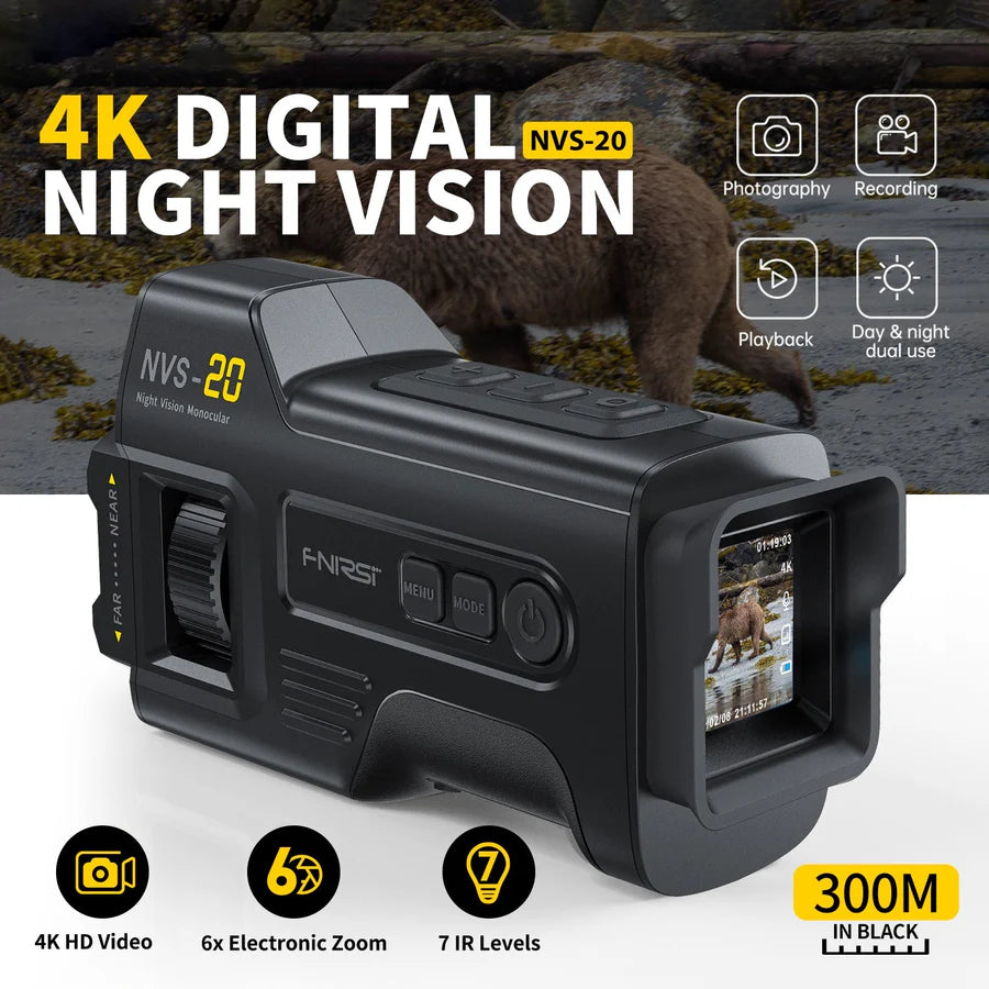 NVS-20 4K HD Monocular Night Vision Device Infrared 6x Digital Zoom